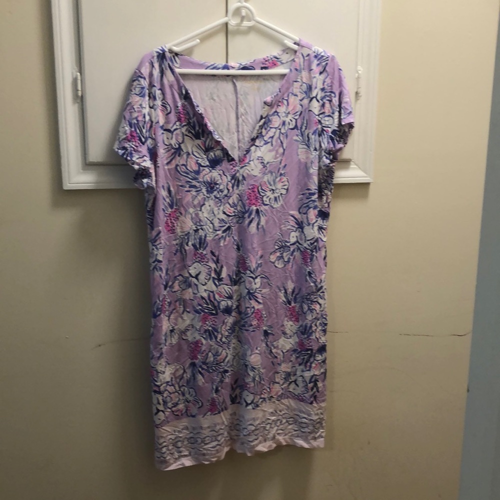 Lilly Pulitzer purple and pink flowers dress